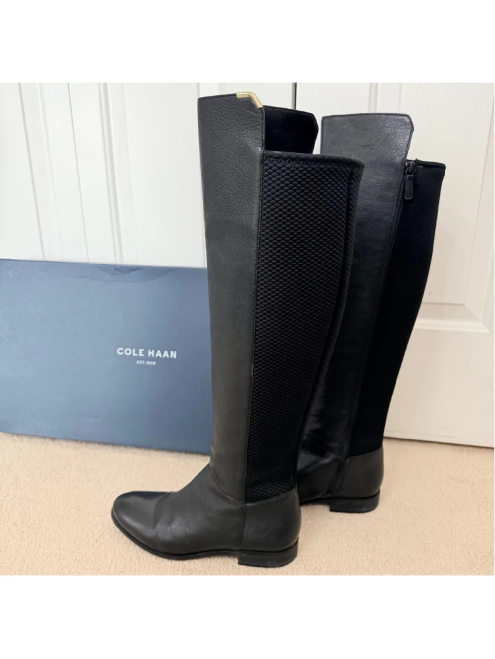 Cole Haan Dutchess Over the Knee Boots Black Leather Women's Size 8.5 B W00214